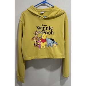 Disney Winnie The Pooh And Friends Hoodie Long Sleeve Sweater Women's SZ M Crop